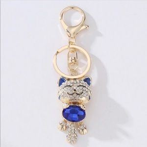 Kitty 🐱 CAT RHINESTONE BLUE KEYCHAINS